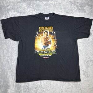 Vintage De La Hoya Coley 2000 MSG Shirt Men XXL Black Boxing Faded Y2K